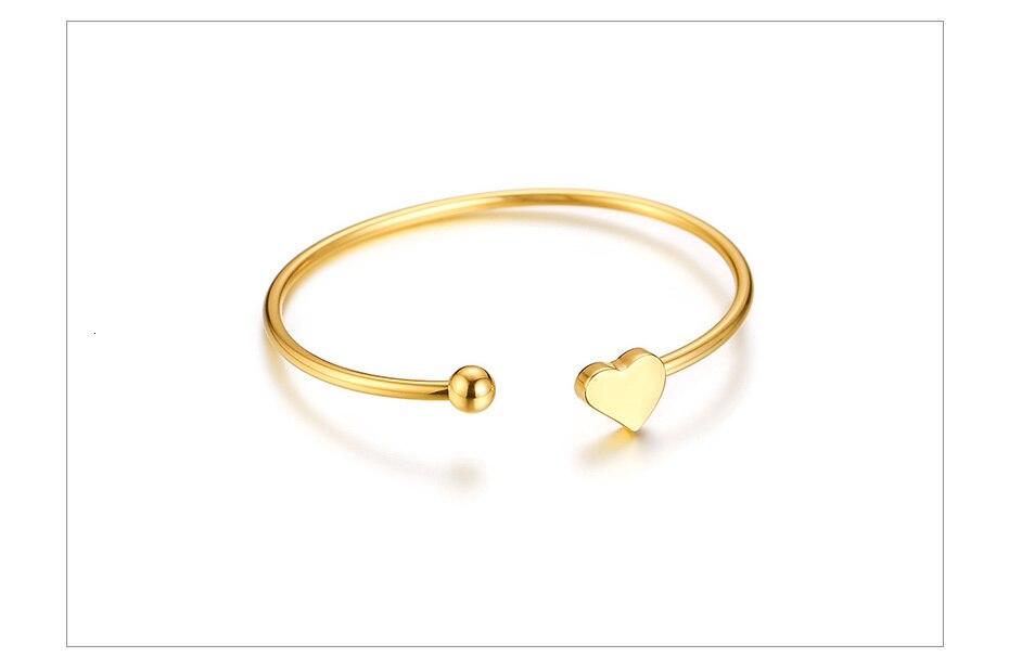 Pulseira Aberta com Coração e Esfera em Aço - REF1572 - PIME.pt