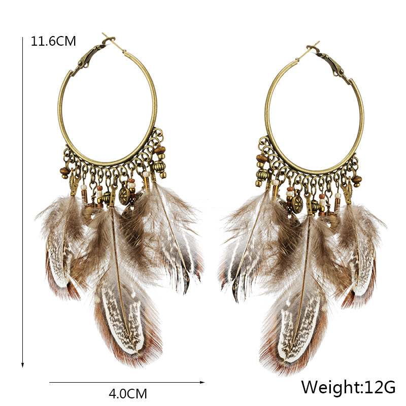 Brincos Argolas Plumas Pendentes - REF1354 - PIME.pt
