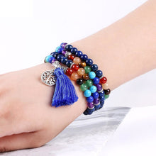 Carregar imagem no visualizador da galeria, Japamala Lápis Lazúli e Pedras 7 Chakras com Tassel Azul - REF1038 - PIME.pt