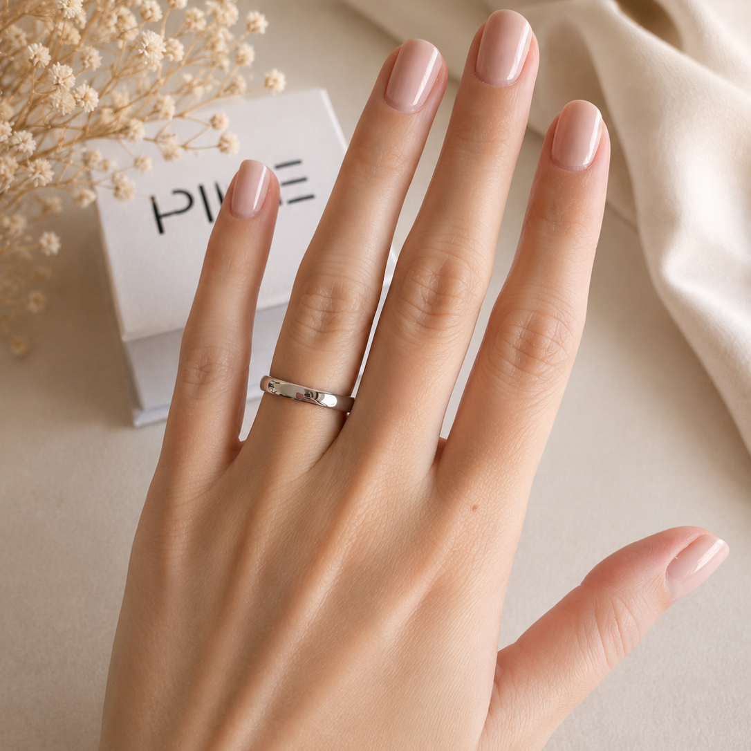 Aliança Prateada (3mm) em Aço para Casamento, Namoro ou Compromisso - REF1012