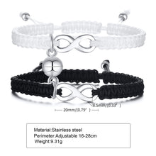 Carregar imagem no visualizador da galeria, Conjunto de Duas Pulseiras para Namorados Ajustáveis - Infinito - com Íman - REF6718