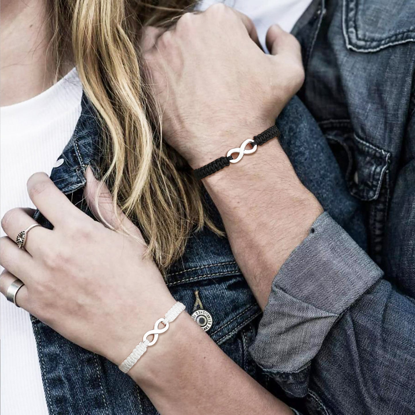 Conjunto de Duas Pulseiras para Namorados Ajustáveis - Infinito - com Íman - REF6718