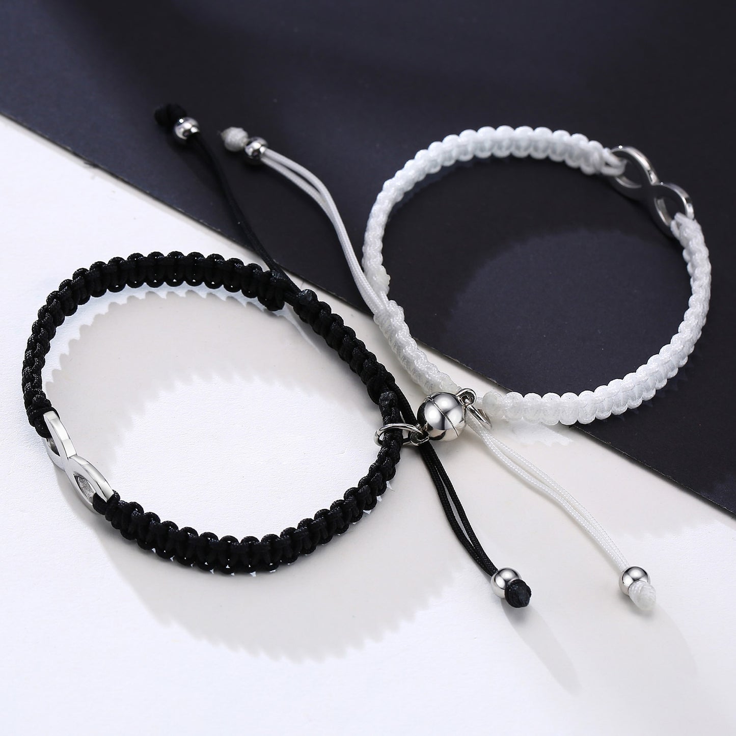 Conjunto de Duas Pulseiras para Namorados Ajustáveis - Infinito - com Íman - REF6718