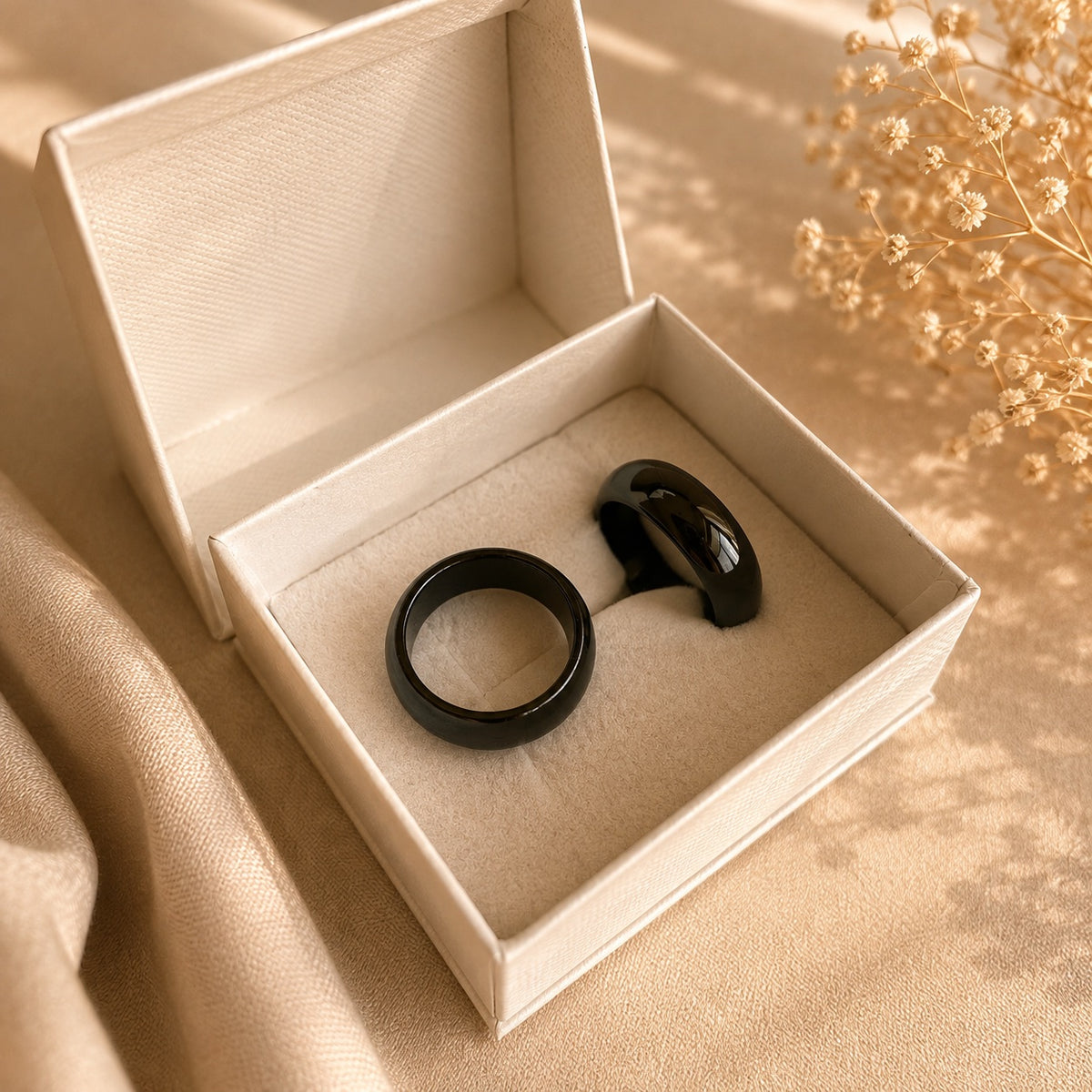 Aliança Tradicional Preta Alta e Grossa (7mm) em Aço para Casamento, Namoro ou Compromisso - REF0001815
