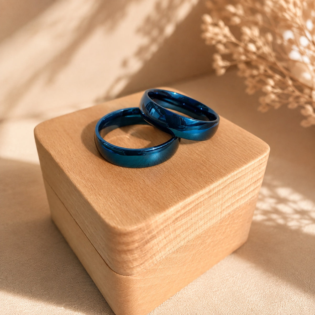 Aliança Azul Tradicional Larga (6mm) em Aço - REF20210