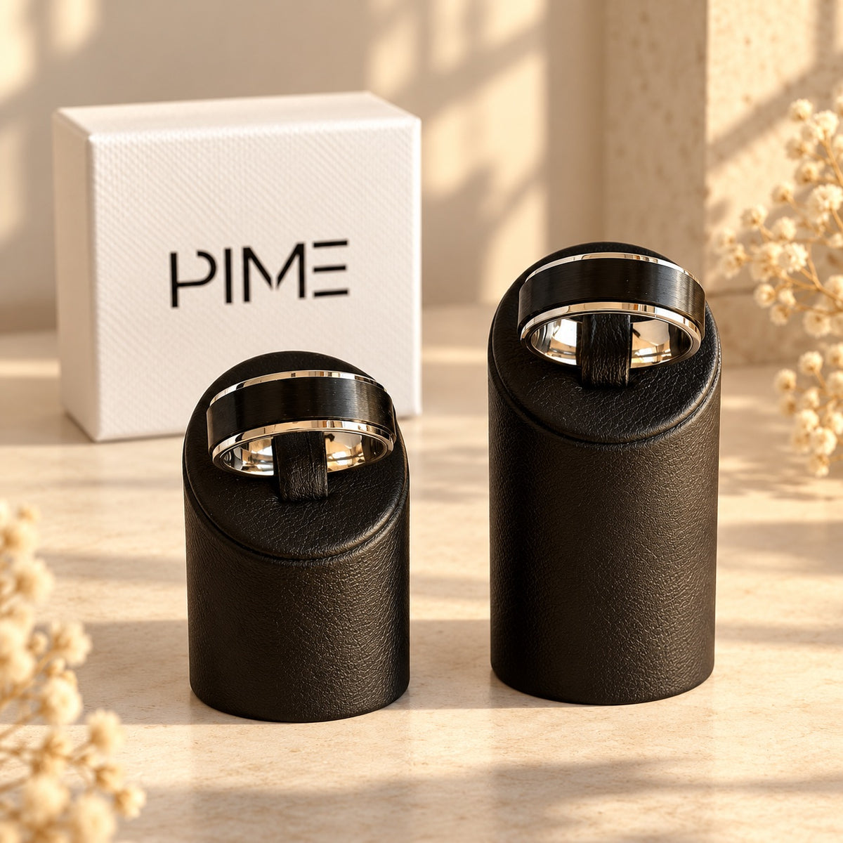 Aliança com 8mm Prateada com Banda Preta Rotativa Anti-Stress - REF1843