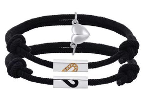 Conjunto de Duas Pulseiras para Namorados Ajustáveis - Coração - Íman - REF6719