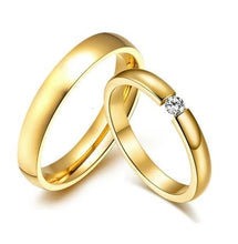 Carregar imagem no visualizador da galeria, Aliança Dourada (3mm e 4mm) em Aço para Casamento, Namoro ou Compromisso - REF1651