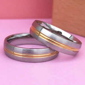 Aliança Filete Dourado 6mm em Aço para Casamento, Namoro ou Compromisso - REF1841