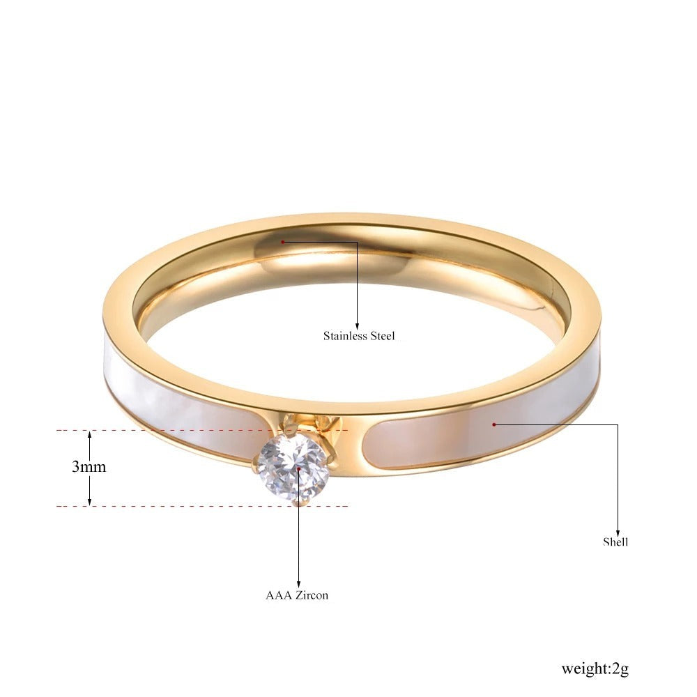 Anel de Noivado Dourado Solitário - 3mm - em Aço - REF7033