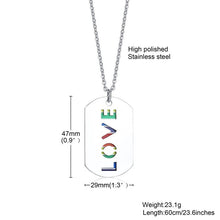 Carregar imagem no visualizador da galeria, Colar LGBTQIA+ com Dupla Medalha Colorida LOVE - em Aço - REF2005