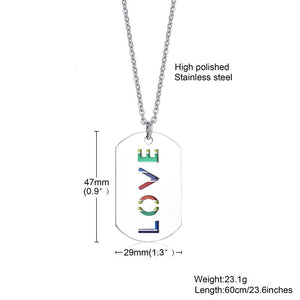 Colar LGBTQIA+ com Dupla Medalha Colorida LOVE - em Aço - REF2005