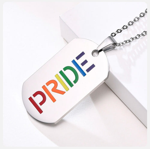 Colar LGBTQIA+ com Medalha Colorida PRIDE - em Aço - REF2004