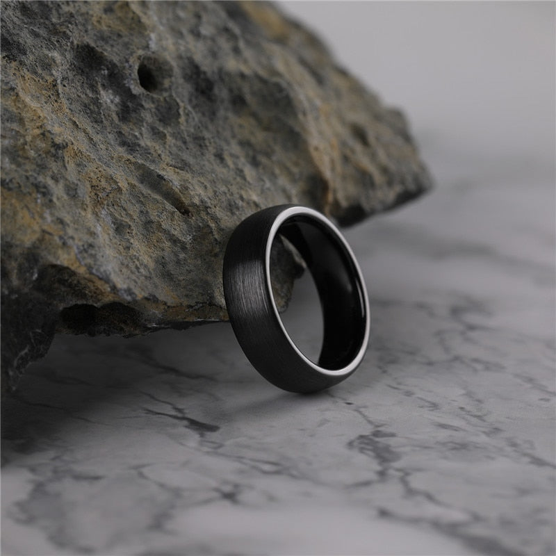 Aliança Preta Escovada com 8mm em Cerâmica - REF9012
