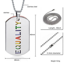 Carregar imagem no visualizador da galeria, Colar LGBTQIA+ com Dupla Medalha Arco-íris - em Aço - Igualdade - REF2003