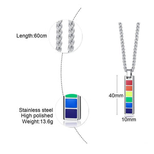 Colar LGBTQIA+ com Medalha Vertical Colorida - em Aço - REF2007