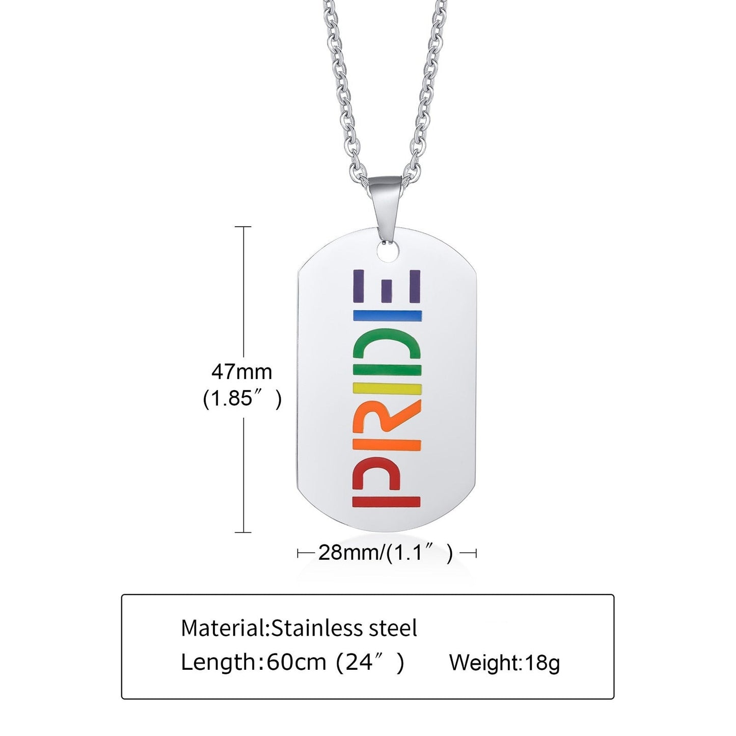 Colar LGBTQIA+ com Medalha Colorida PRIDE - em Aço - REF2004