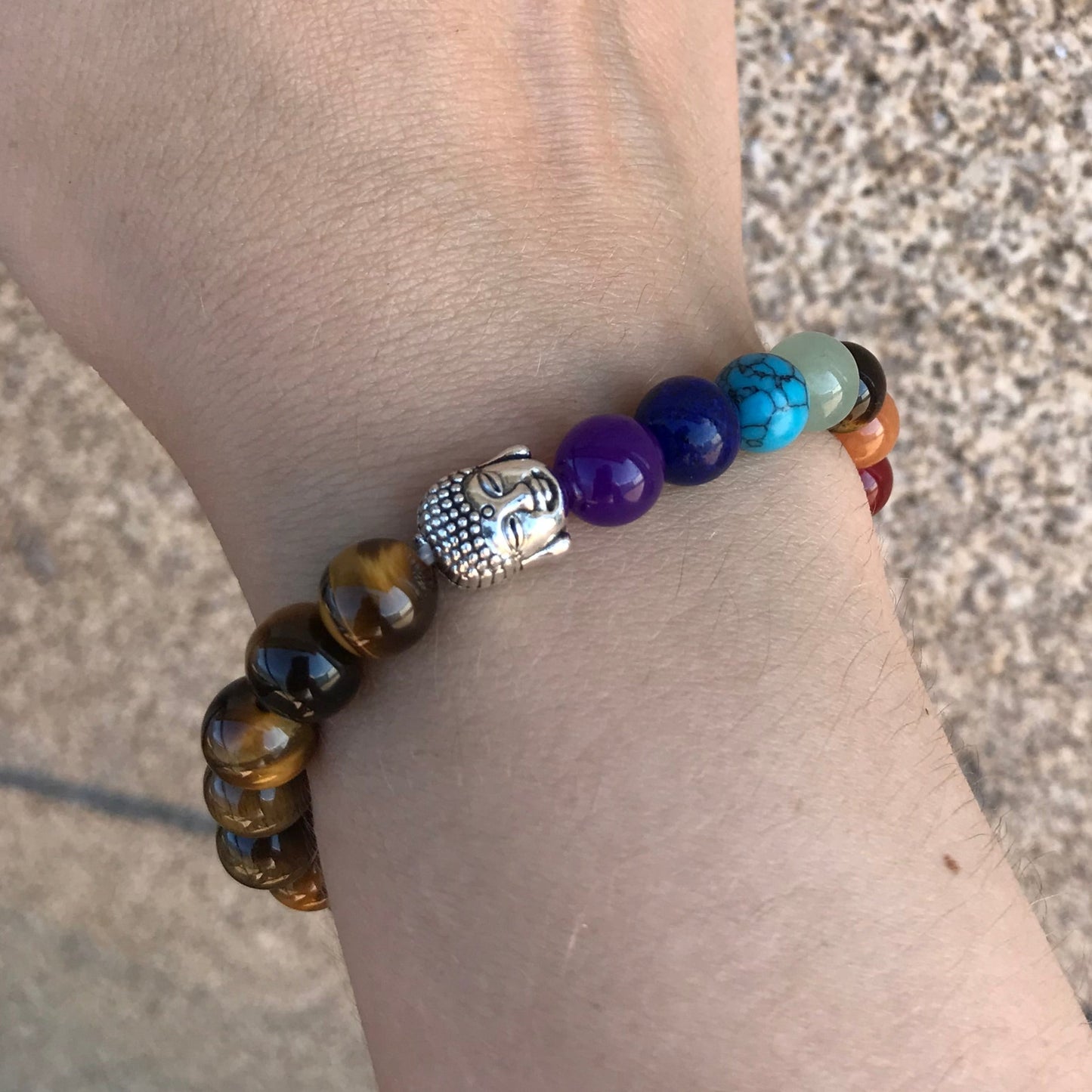 Pulseira Olho de Tigre e Pedras 7 Chakras - REF1055