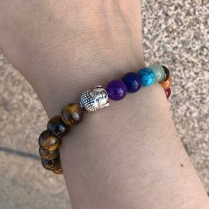 Pulseira Olho de Tigre e Pedras 7 Chakras - REF1055