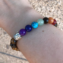 Carregar imagem no visualizador da galeria, Pulseira Olho de Tigre e Pedras 7 Chakras - REF1055