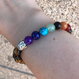 Pulseira Olho de Tigre e Pedras 7 Chakras - REF1055