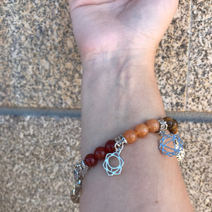 Pulseira 7 Chakras com Pedras Naturais e Pendentes - REF09901