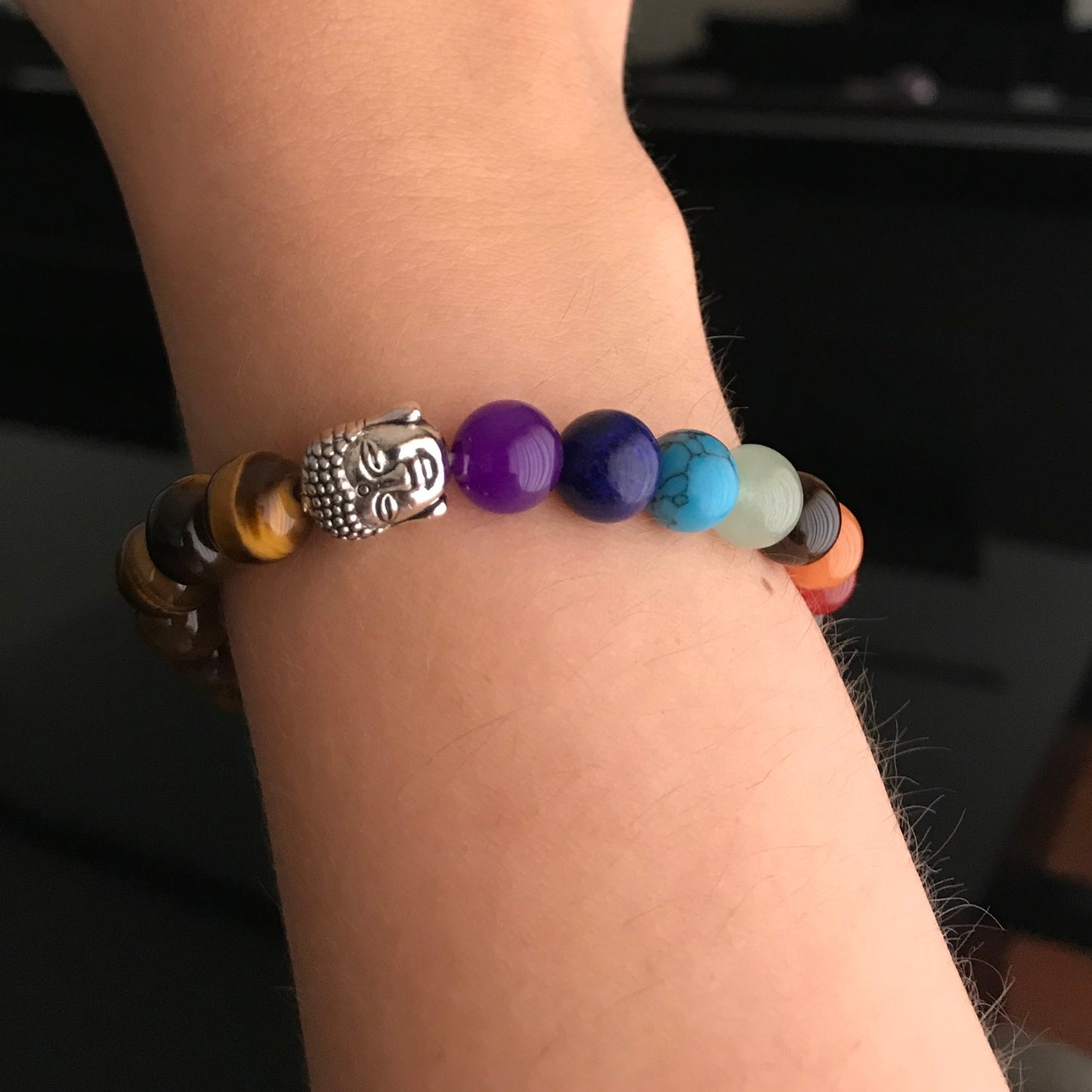 Pulseira Olho de Tigre e Pedras 7 Chakras - REF1055