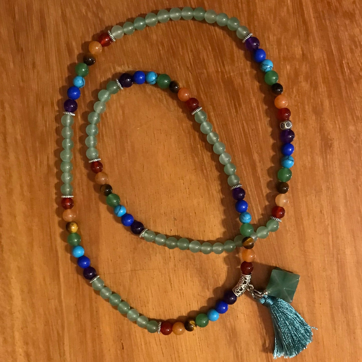 Japamala Aventurina - Simbolo da Purificação e Rejuvenescimento - 7 Chakras com Tassel e Estrela - REF1036