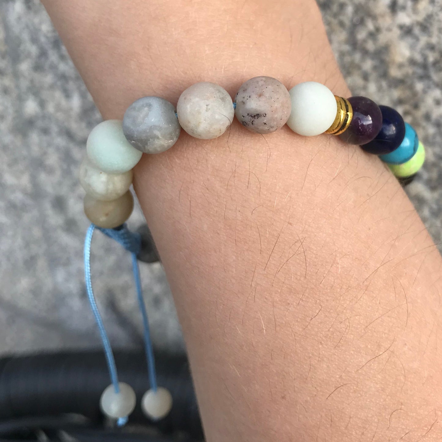 Pulseira 7 Chakras com Pedras Naturais Amazonite - REF1018