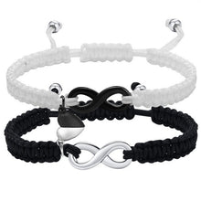 Carregar imagem no visualizador da galeria, Conjunto de Duas Pulseiras para Namorados Ajustáveis - Infinito com Coração Íman - REF6715