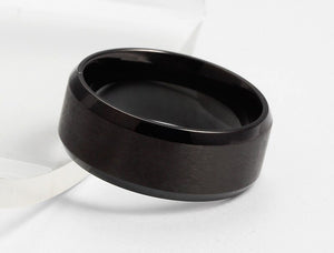 Aliança Preta Escovada Larga (8mm) em Aço para Casamento, Namoro ou Compromisso - REF000151 - PIME.pt