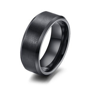 Aliança Preta Escovada Larga (8mm) em Aço para Casamento, Namoro ou Compromisso - REF000151 - PIME.pt