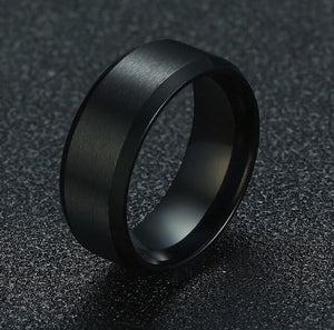 Aliança Preta Escovada Larga (8mm) em Aço para Casamento, Namoro ou Compromisso - REF000151 - PIME.pt