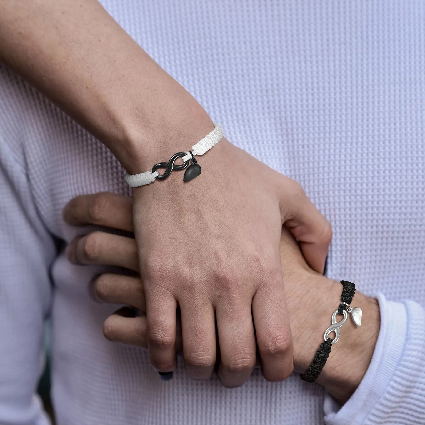 Conjunto de Duas Pulseiras para Namorados Ajustáveis - Infinito com Coração Íman - REF6715