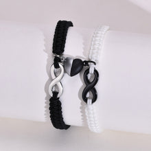 Carregar imagem no visualizador da galeria, Conjunto de Duas Pulseiras para Namorados Ajustáveis - Infinito com Coração Íman - REF6715