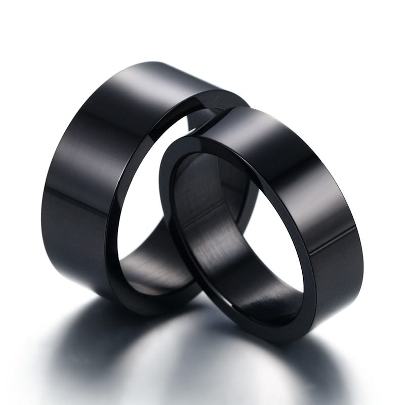 Aliança Preta Simples 8mm em Aço - REF00016 - PIME.pt