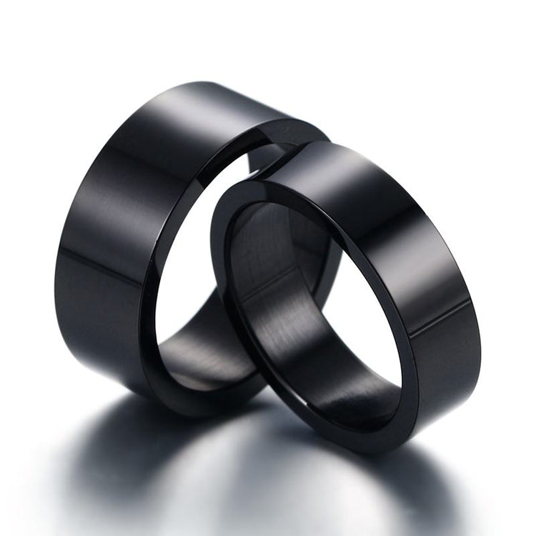 Aliança Preta Simples 8mm em Aço - REF00016 - PIME.pt