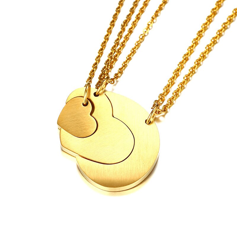 Três Colares para Irmãs ou Melhores Amigas - Coração em Lua - em Aço - REF1538 - PIME.pt