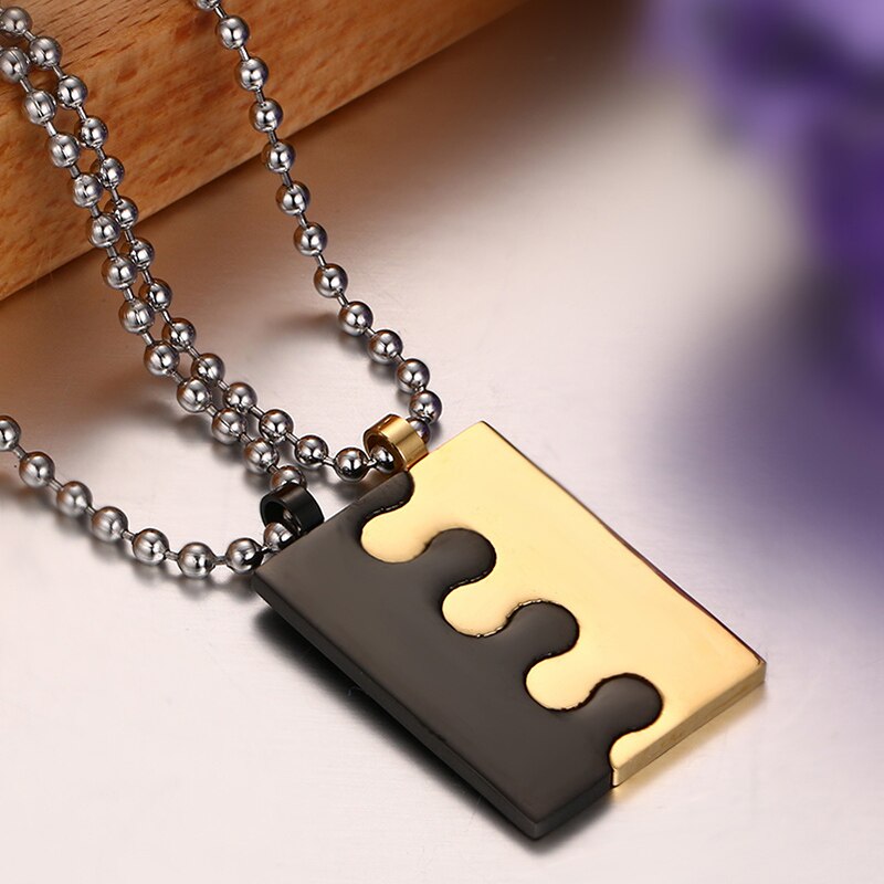 2 Colares para Namorados ou Casais - Puzzle Duas Cores com Mensagem - em Aço - REF1088 - PIME.pt