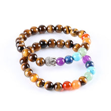 Carregar imagem no visualizador da galeria, Pulseira Olho de Tigre e Pedras 7 Chakras - REF1055 - PIME.pt