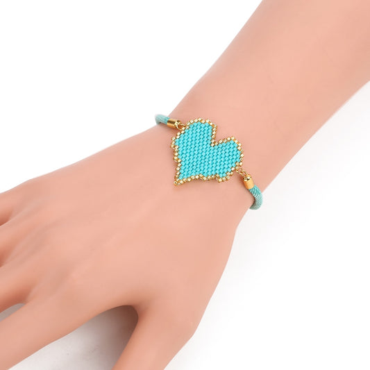 Pulseira Ajustável Coração Cor de Mar - REF1523 - PIME.pt