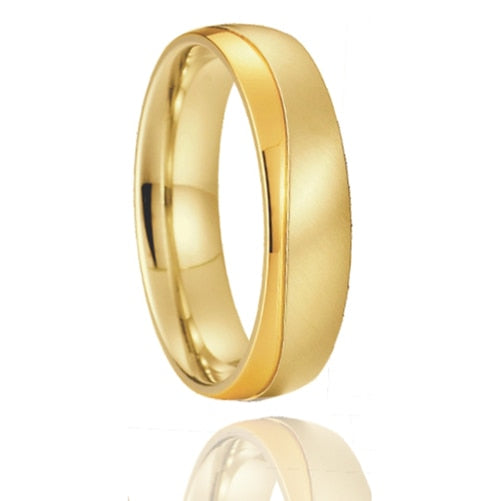 Aliança Dourada com Pedras ou Dourada com Linha Simples 6mm em Aço para Casamento, Namoro ou Compromisso - REF1009 - PIME.pt