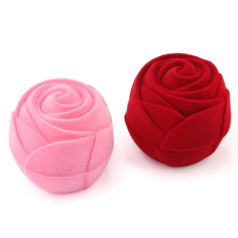 Caixa para Aliança/Anel de Casamento ou Namorado - Flor Rosa Aveludada - REF1143 - PIME.pt