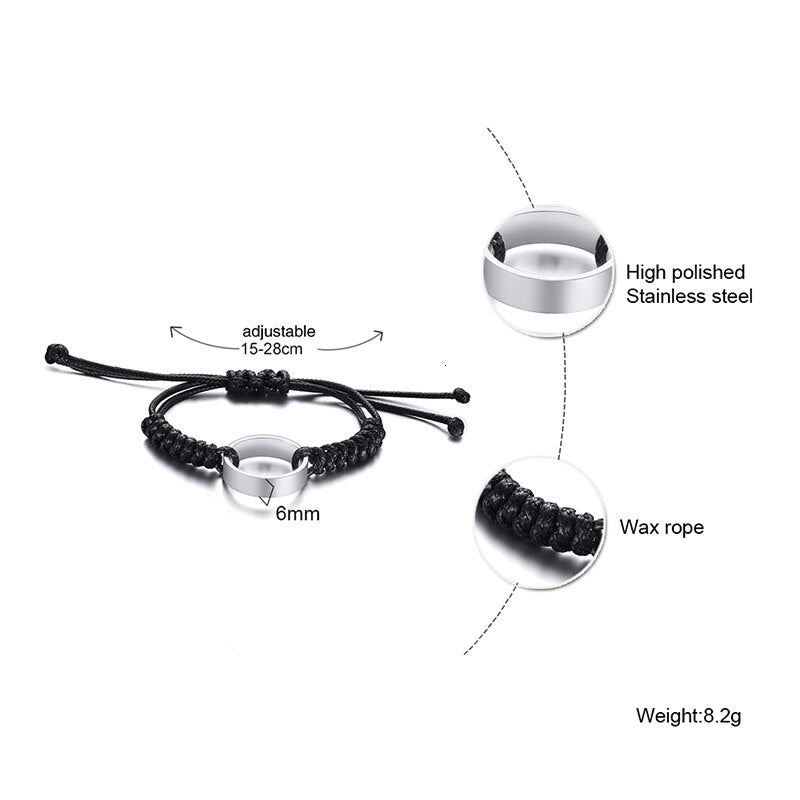 Pulseira para Namorados Ajustável com Aliança em Aço - REF1070 - PIME.pt