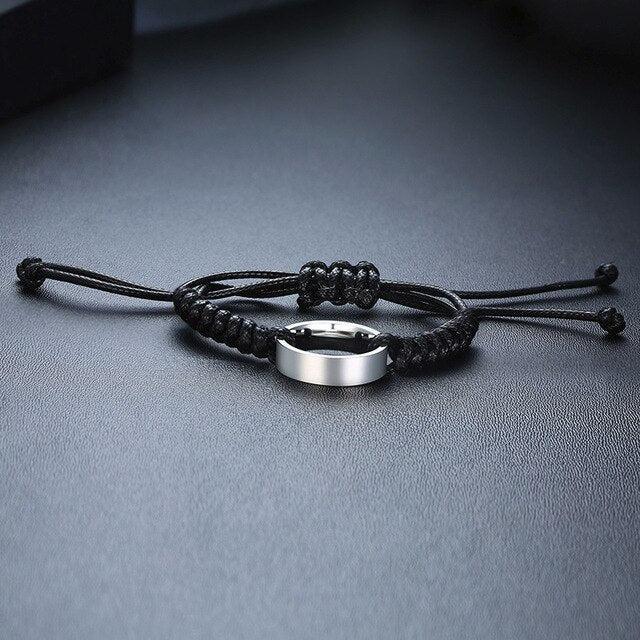 Pulseira para Namorados Ajustável com Aliança em Aço - REF1070 - PIME.pt