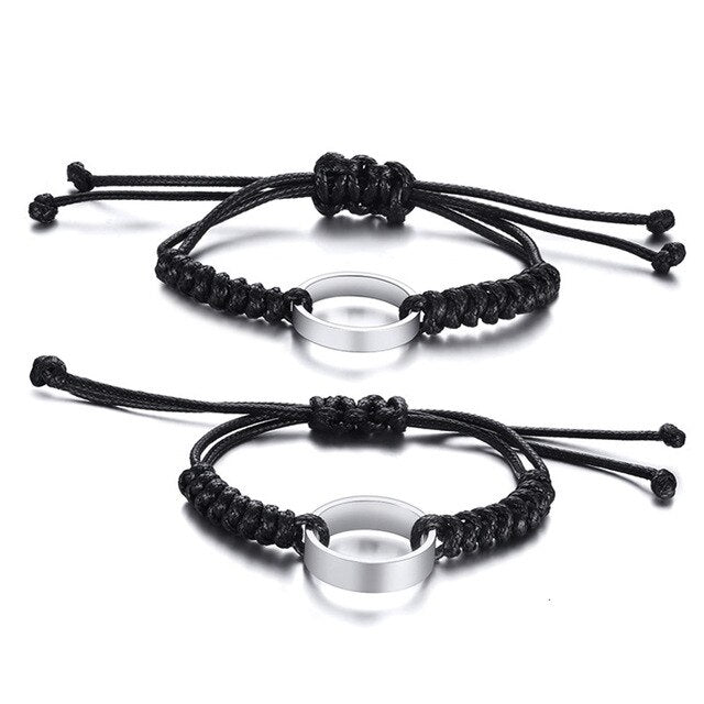Pulseira para Namorados Ajustável com Aliança em Aço - REF1070 - PIME.pt