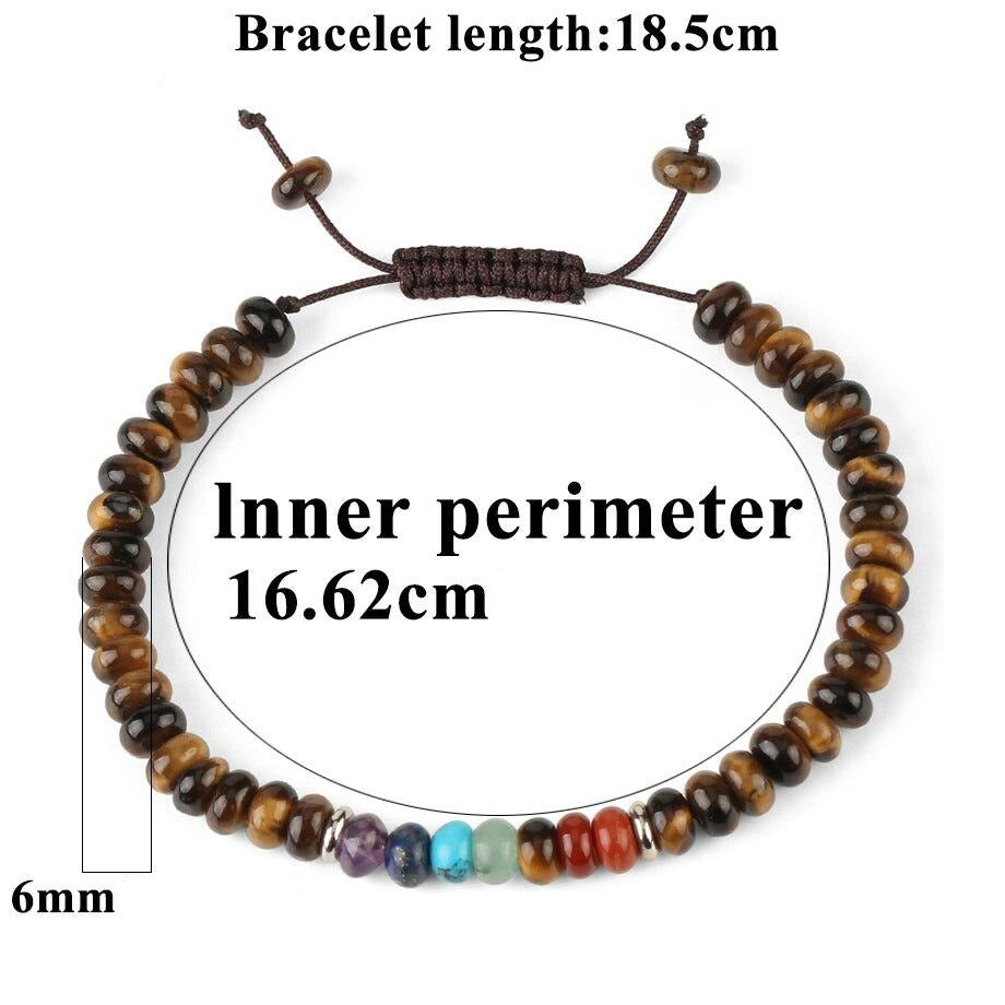 Pulseira Ajustável com Pedras Naturais Olho de Tigre e Pedras 7 Chakras - REF1852