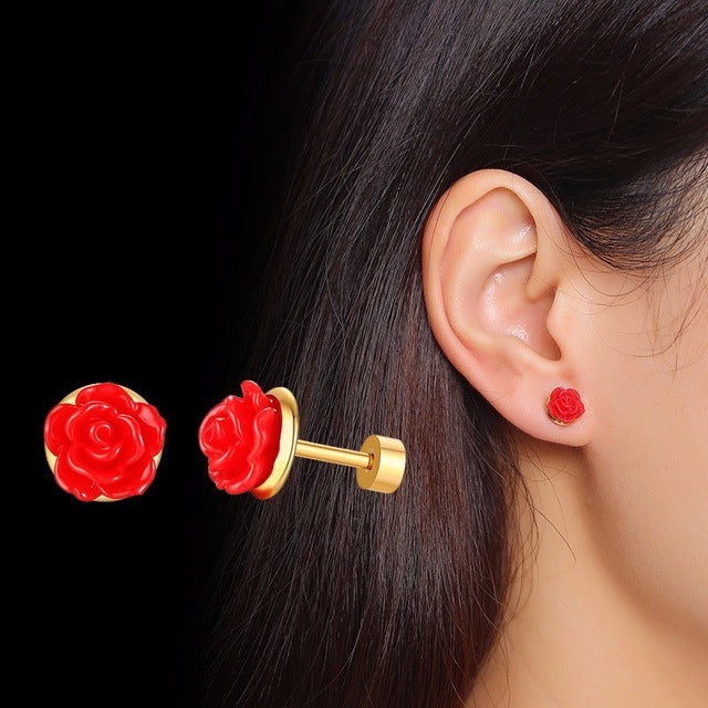 Brincos Rosas em Aço - REF1173 - PIME.pt