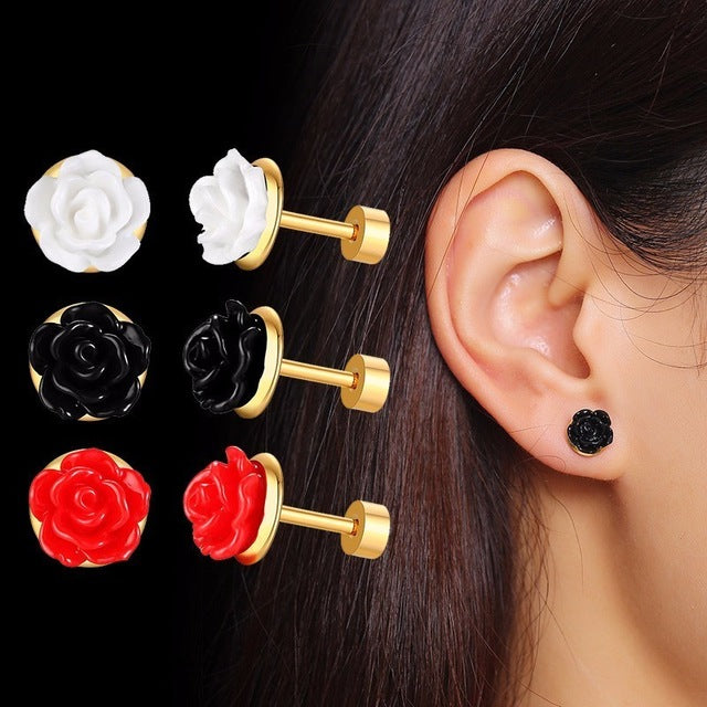 Brincos Rosas em Aço - REF1173 - PIME.pt