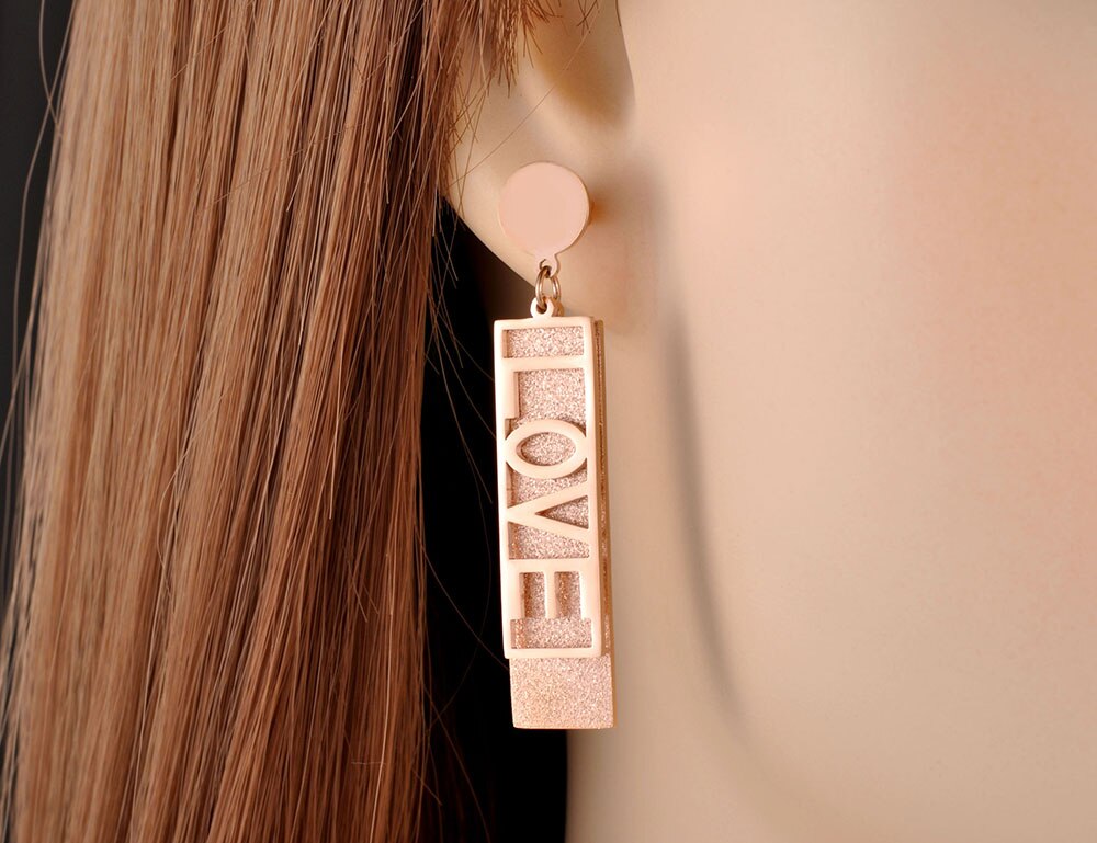 Brincos Verticais LOVE (Amor) em Aço - REF1554 - PIME.pt